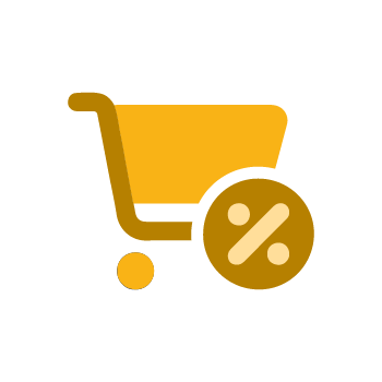 shopping cart with discount icon