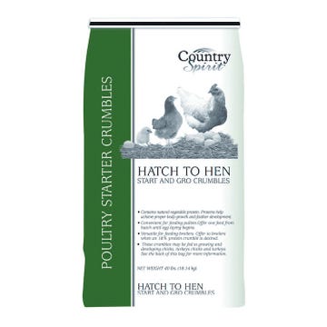 Country Spirit Hatch to Hen Chicken Feed Non-Medicated Starter Crumble 40 lb. Bag Country Spirit Hatch to Hen Chicken Feed Non-Medicated Starter Crumble 40 lb. Bag