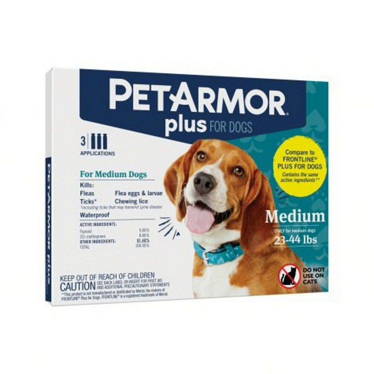 PetArmor Plus Dog Flea and Tick Treatment Squeeze On 6 Count 23 lb. 44 lb. Dog