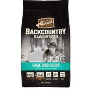 Merrick Backcountry Dog Food Raw Infused Adult All Breed Sizes 4 lb. Bag Game Bird