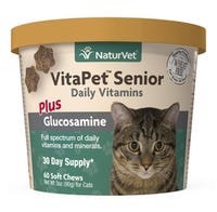 NaturVet VitaPet Cat Supplement Daily Vitamins Plus Glucosamine 60 Count
