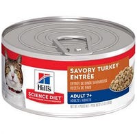 Hill's Science Diet Cat Food Senior 5.5 oz. Can Turkey Entree