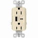 Pass & Seymour USB Charger Outlet A/C 15 Amp Almond