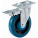 Plate Caster Swivel with Brake 4 in. Blue