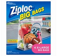 Ziploc Big Bag Storage Bag Heavy Duty Extra Large 4 Pack