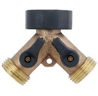 Green Thumb Connector 2 Way Brass fits Hose to Faucet