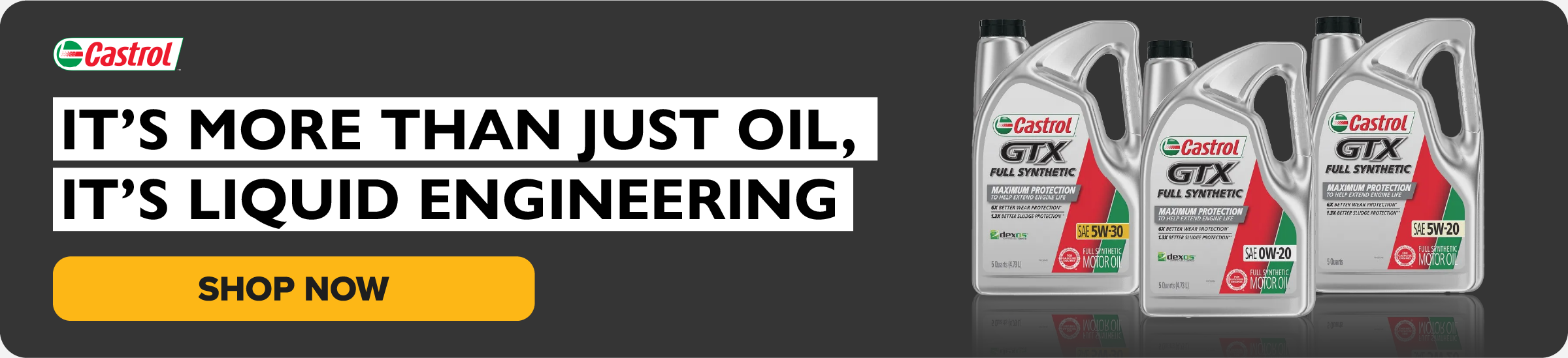 Castrol. It's more than just oil, it's liquid engineering. Shop Now.