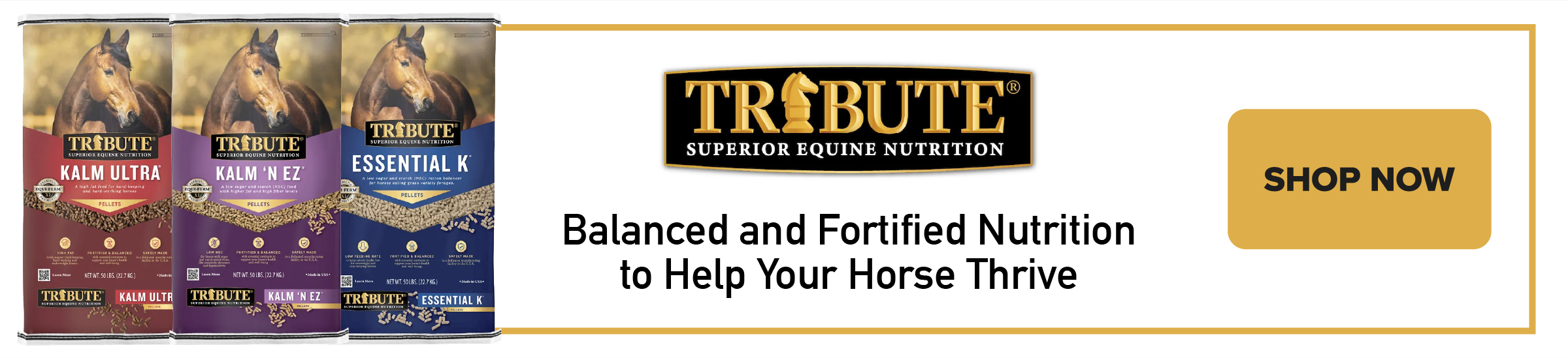 Tribute. Balanced and fortified nutrition to help your horse thrive. Shop Now.