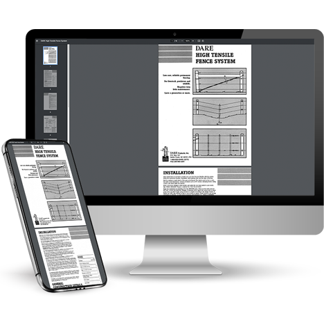 Dare high tensile catalog webpage displayed on a computer and phone