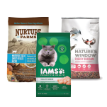 assortment of pet and bird bag product images