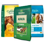 assortment of feed bag product images